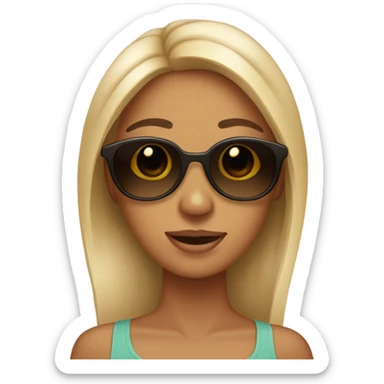 Plain emoji with tan skin sunglasses nails and freckles sticker