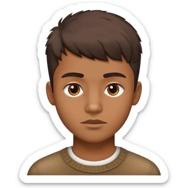 Brown boy with textured fringe hair cut and sharp jawline sticker