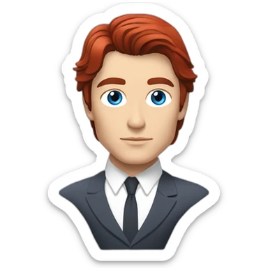 Alain delon sleek futuristic outfit blue eyes red hair full body sticker