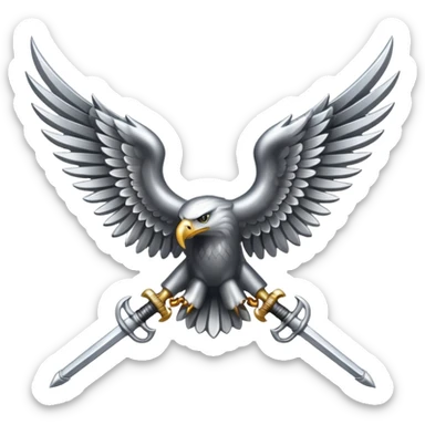 Silver eagle with crossed sabers sticker