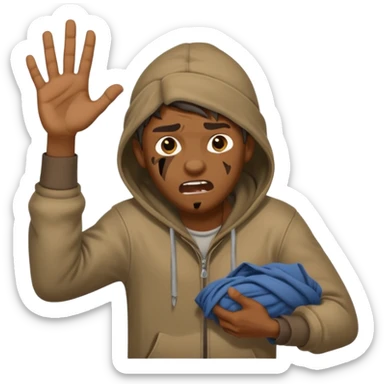 homeless guy mugging someone sticker