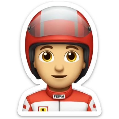ferrari male racecar driver with closed helmet sticker