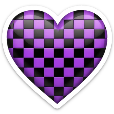 heart with black and purple plaid pattern sticker