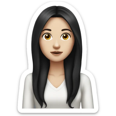 white girl with long black hair sticker