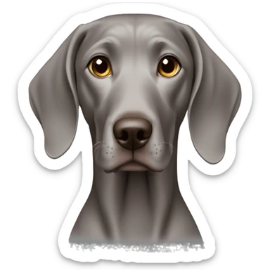 A female weimaraner with a superior face sticker