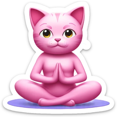 Pink cat doing yoga sticker