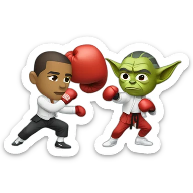 Barack Obama boxing with yoda sticker