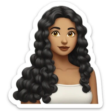 Thayri mujer educadora morena pelo largo liso negro con fleco sticker