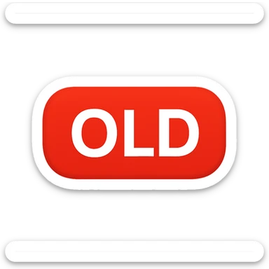 button with the word 'Old', all caps, white text on red background, iOS emoji style sticker