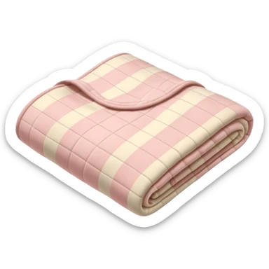 Folded beige and baby pink checkered blanket sticker