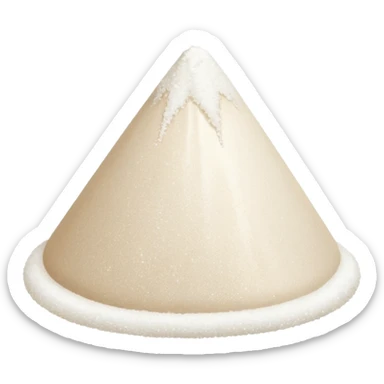 loosely shaped mound of fine white crystalline powder, sparkly and grainy, denser and glossier than flour, sharp angular grains visible, no container or extras, soft lighting, subtle shadows, emoji scale sticker