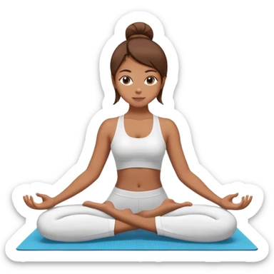 Tan girl with straight brown hair doing yoga sticker