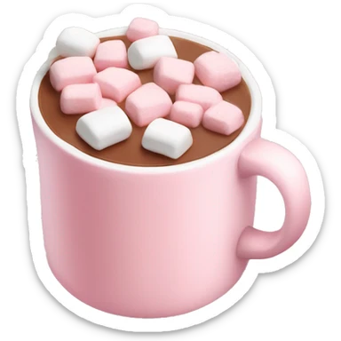 Light Pink mug of hot chocolate with marshmallows  sticker