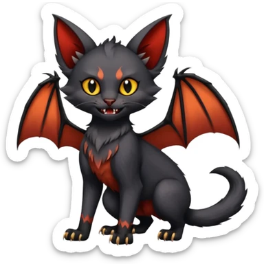 Dark Vampiric Black Lykoi-Caracal-Bat-Litten-Torracat-Noibat-Hybrid (Full body) sticker