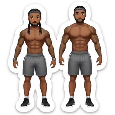 Buff black man with braids and tattoos at gym  sticker