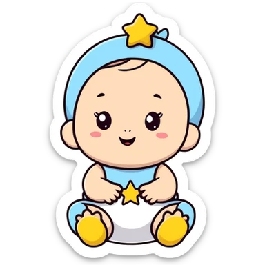adorable baby with star-shaped accessories sticker
