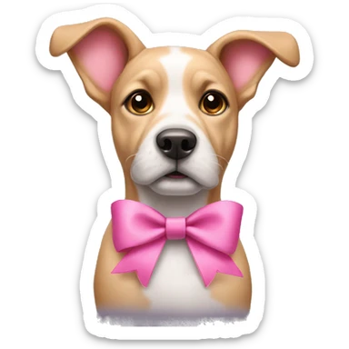 Dog with a pink bow sticker