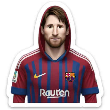 Messi habillé en noir avec une cagoule sticker