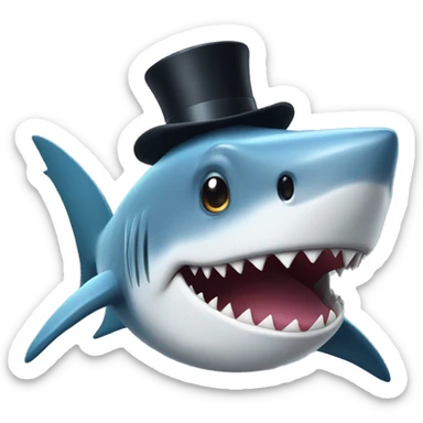 Shark with a top hat sticker