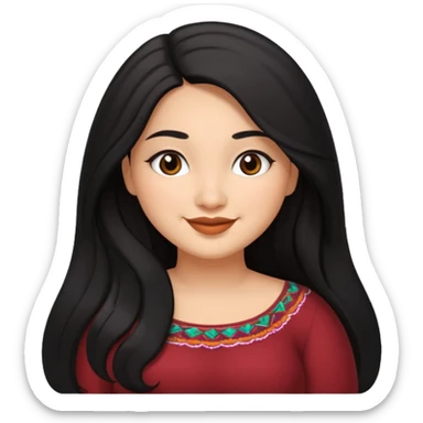 Brown Mexican curvy girl with long black hair  sticker