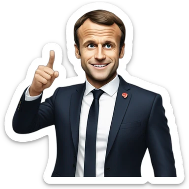 Emmanuel Macron who makes a V of victory sticker
