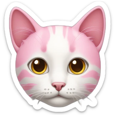 Cat with love eyes with pink hair sticker