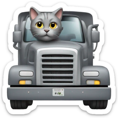 Gray cat driving a diesel truck sticker