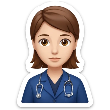 doctor con uniforme azul oscuro cabello marron sticker
