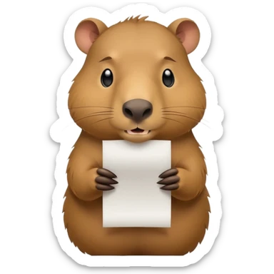 emoji of capibara chewing white paper, full height sticker