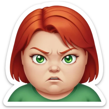 angry overweight girl with red hair and green eyes sticker