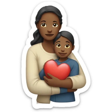 Mother holds her heart in her arm sticker