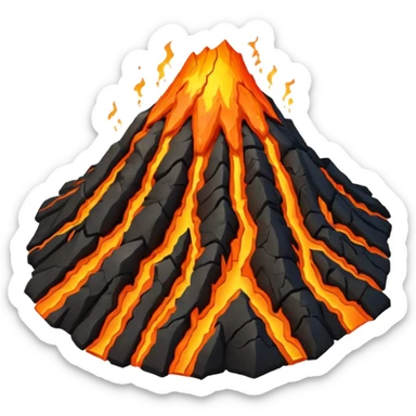 A volcano peak glowing with orange lava cracks. sticker