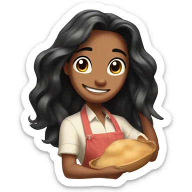 Lilo with long hair cooking from Lilo & Stitch sticker