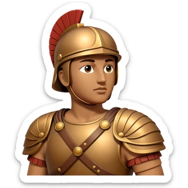 Botero Bronze Roman Soldier Landmark Emoji – Showcasing a stylized, rounded bronze Roman soldier sculpture. sticker
