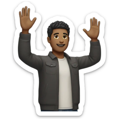 White black hair Man raising hands sticker