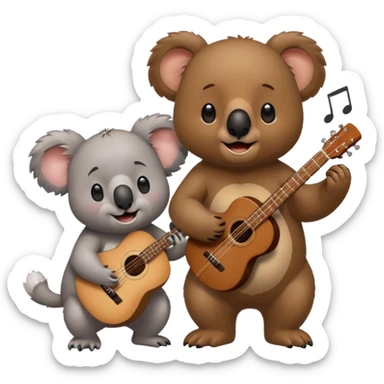 Koala sings with bear sticker