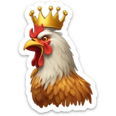 howling rooster with a crown on its head sticker