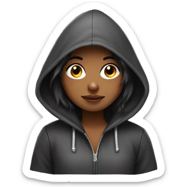 girl with hood and mole sticker