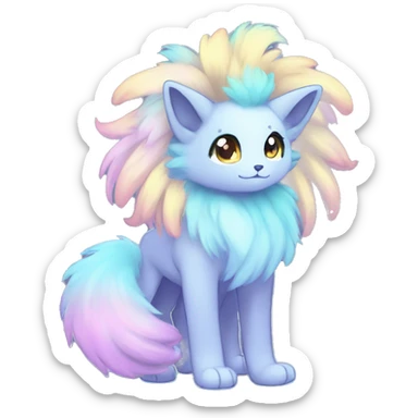Shiny Fluffy Long Mane Kawaii Ethereal Anthro Sona Nebula Fakemon sticker