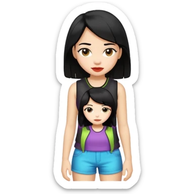 girl In Sleeveless, black hair, funky. sticker