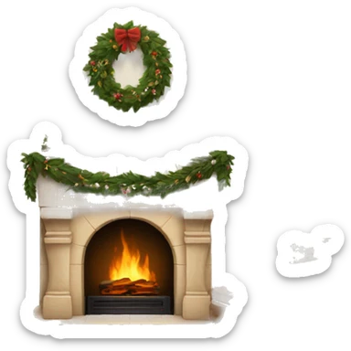 Christmas asthetic beige fireplace sticker