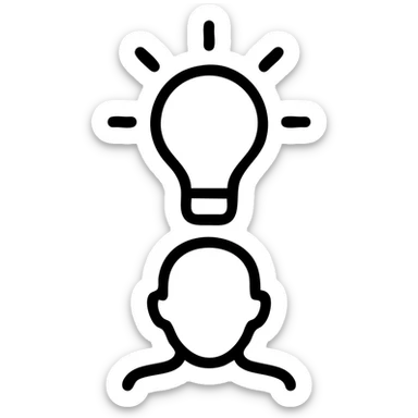 a lightbulb above a head, representing an idea, clean icon style sticker