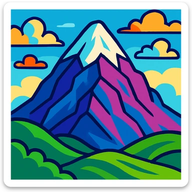 mountain, vibrant toon style, bold and cartoonish sticker