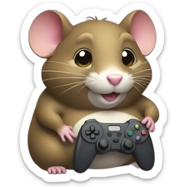 Fat Rat playing video games sticker