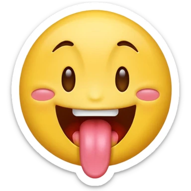 Emoji sticking its tongue out and drooling while looking up ecstatic sticker