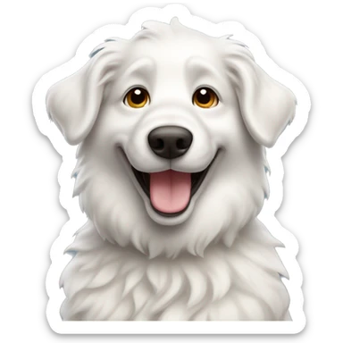 a white swiss sheperd dog with a smile and is waving with its paw sticker