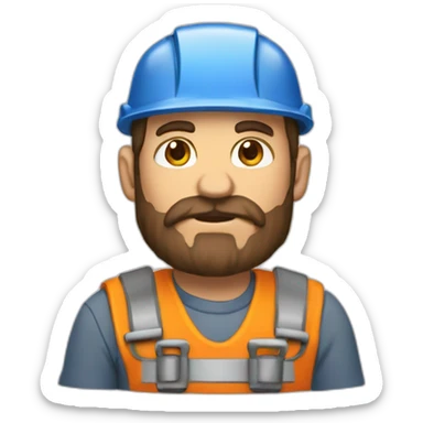 travailleur construction barbu sticker