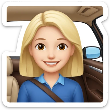 smiling girl in car interior sticker