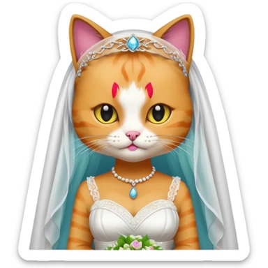 cat bride colorful sticker