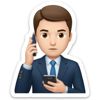 bussiness man using phone, looking to it sticker